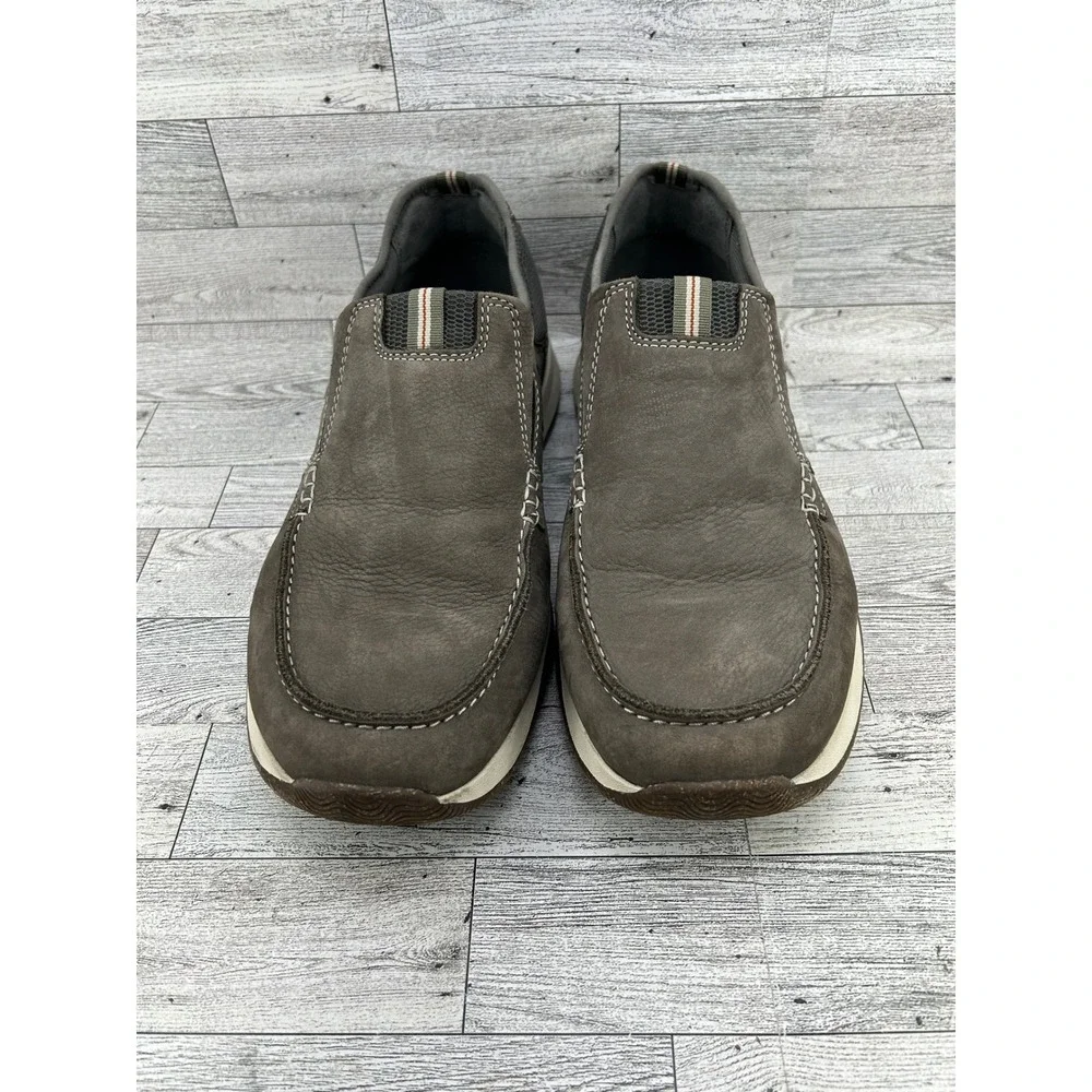 Clarks Collection Mens Grey Nubuck Slip On Loafers Size‎ 12 W Ultimate Comfort